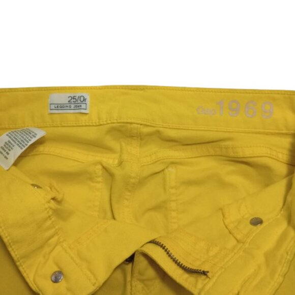 Gap 1969 Legging Jean Cropped Leggin Lemon Drop Size 0 - Picture 3 of 7